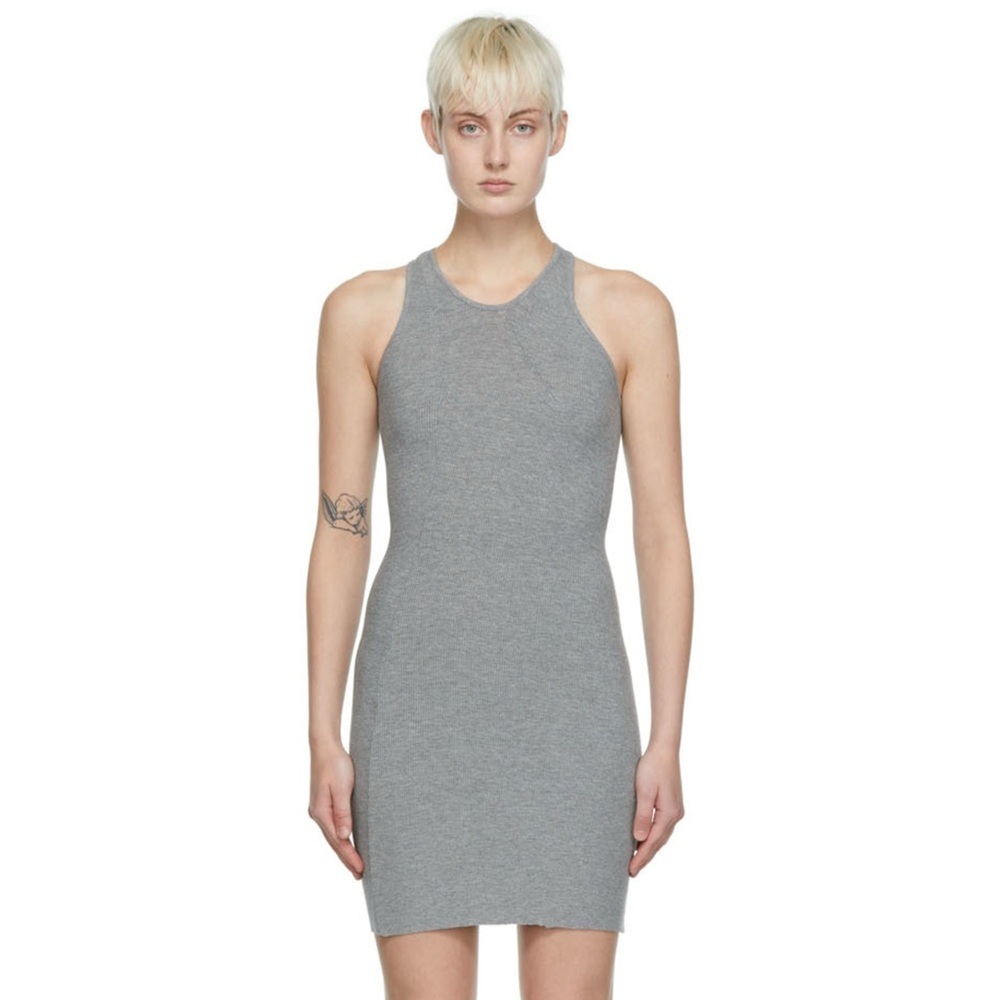 SKIMS Heather Gray Soft Lounge Ribber Knit Sleeveless Minidress Mini Dress EUC S